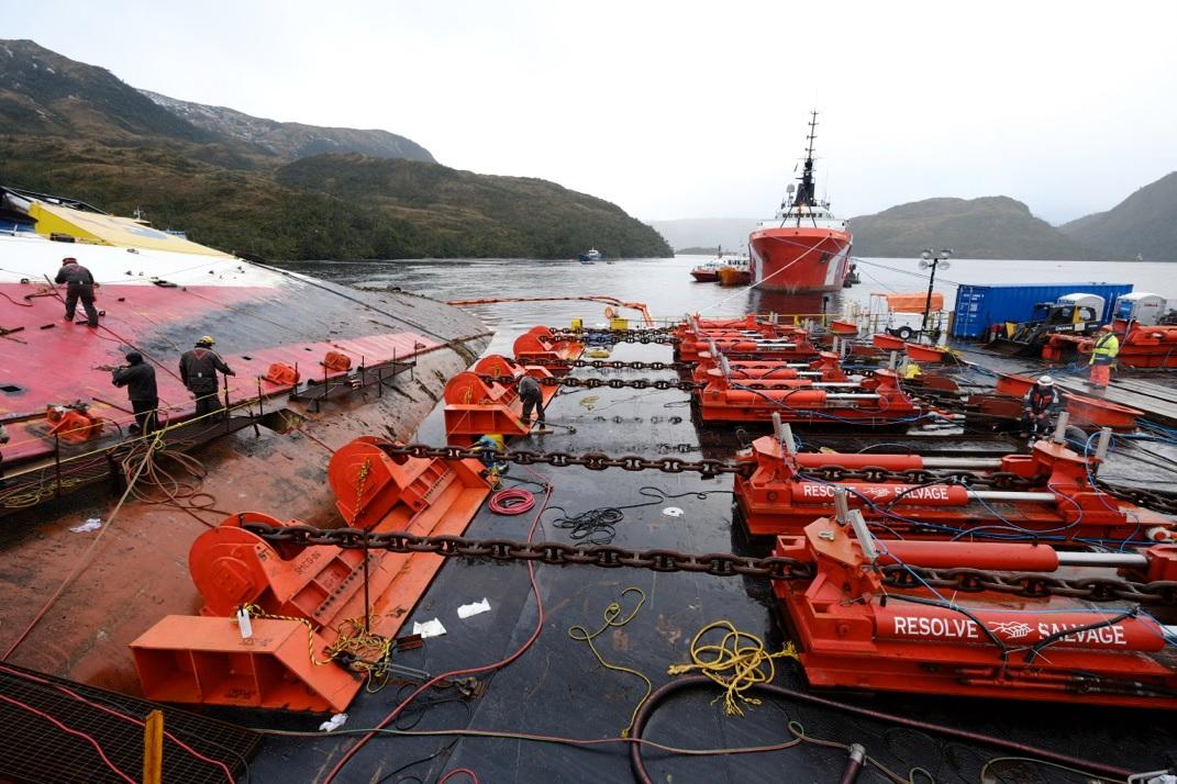 Resolve Marine's patented 300-ton hydraulic chain pullers